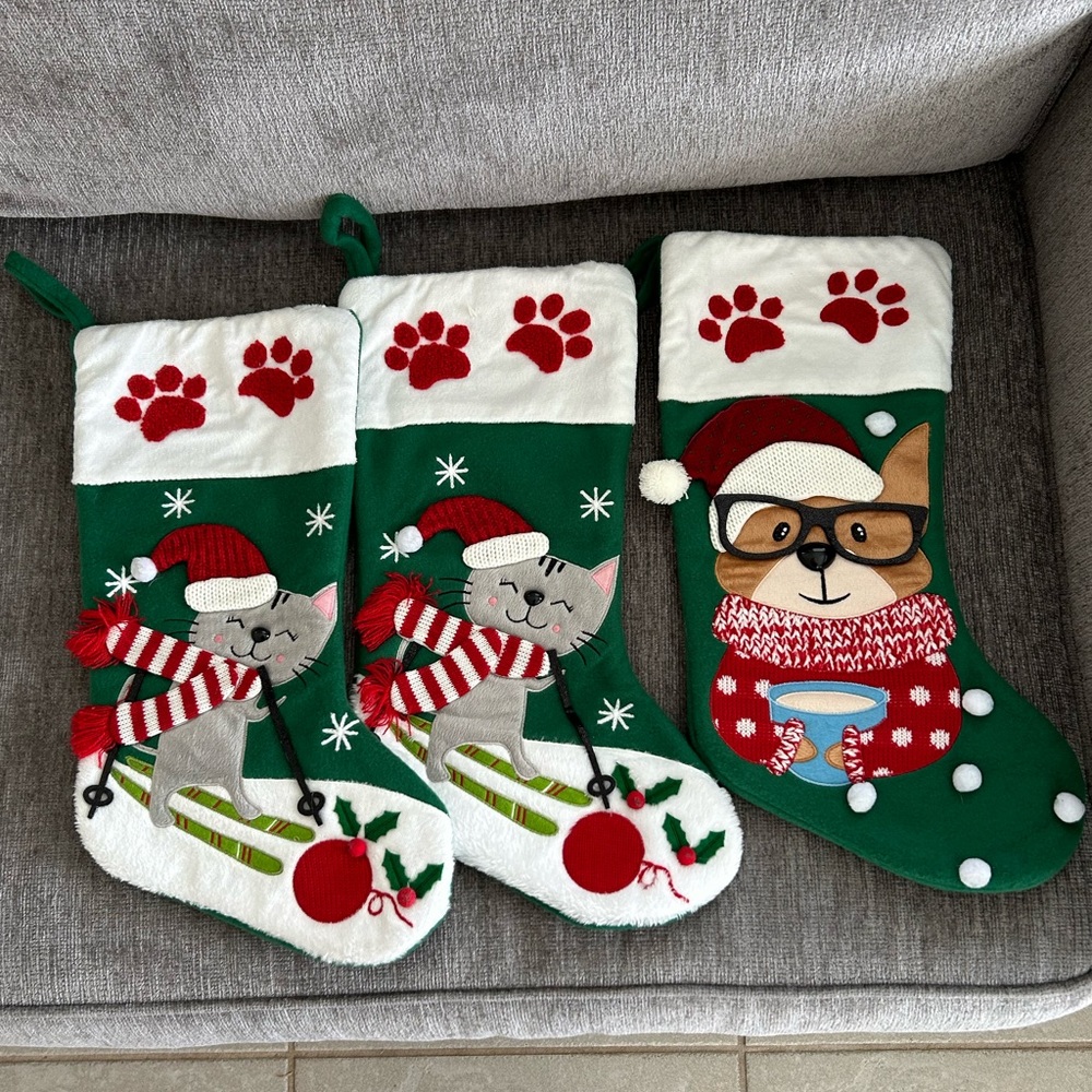Kitty or Corgi Christmas Stocking, Pet Stocking